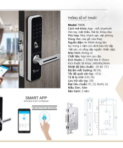 Khóa vân tay điện tử thông minh Tsmart TW08 khóa vân tay Khóa vân tay điện tử thông minh Tsmart TW08