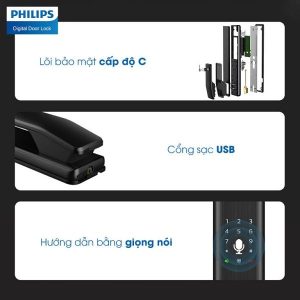 Khóa cửa vân tay cao cấp Alpha Philips - Alpha 5 Khóa cửa thông minh Philips 7300 Khóa cửa vân tay cao cấp Alpha Philips - Alpha 5